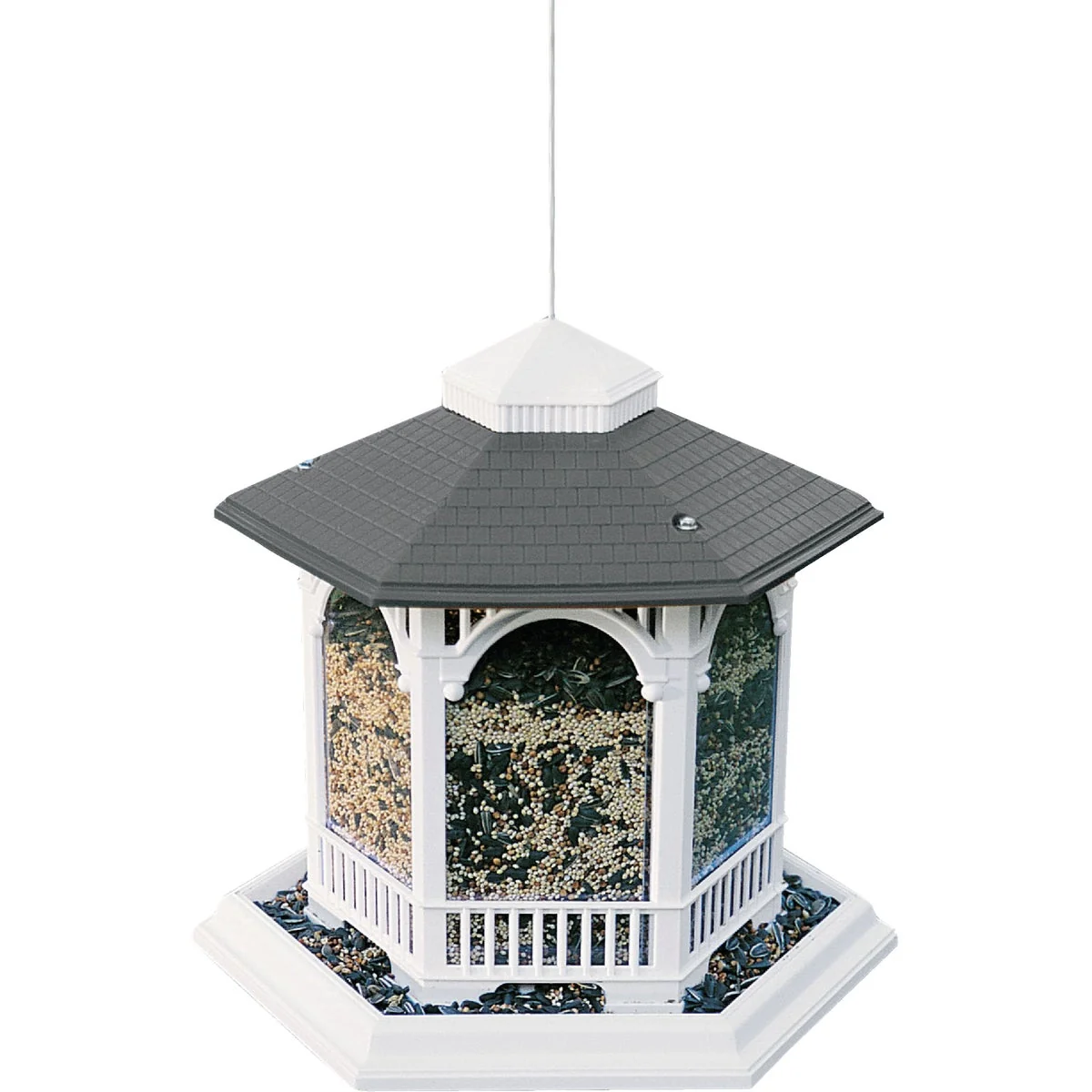 Luxury Cherry Valley White Plastic Gazebo Bird Feeder Classic