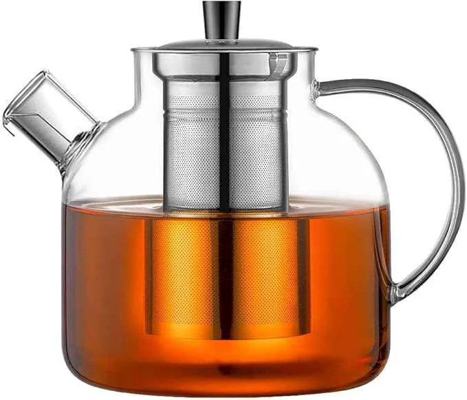 Smart 1500ml 50oz Glass Teapot with Removable Infuser Ehugos Stovetop Safe Large Tea Pot Blooming and Loose Leaf Hand Crafted Kettle for Women and Adult with Stainless Infuser Fine Crafted