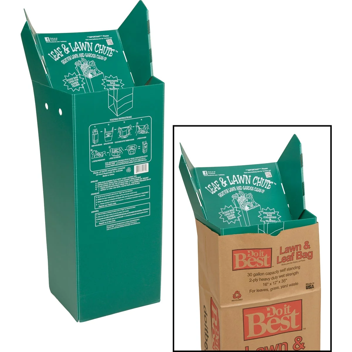 Reusable Luster Leaf 30 Gal. Corrugated Plastic Lawn Yard Bag Holder Prestigious