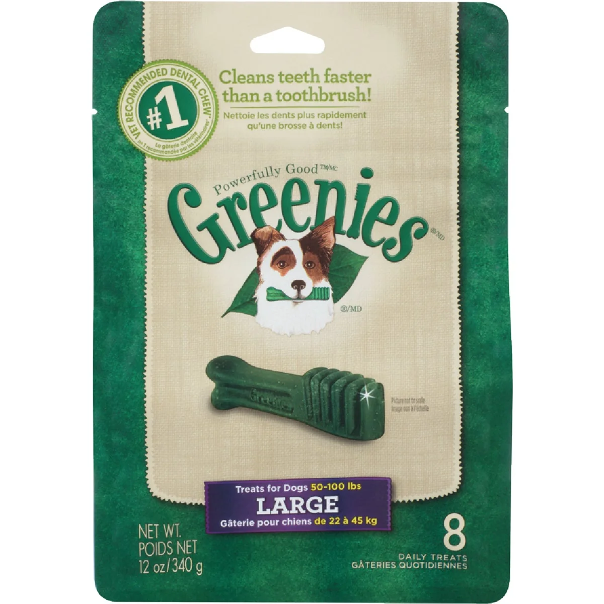 Long-Lasting Greenies Large Dog Flavor Dental Dog Treat 8-Pack Verified