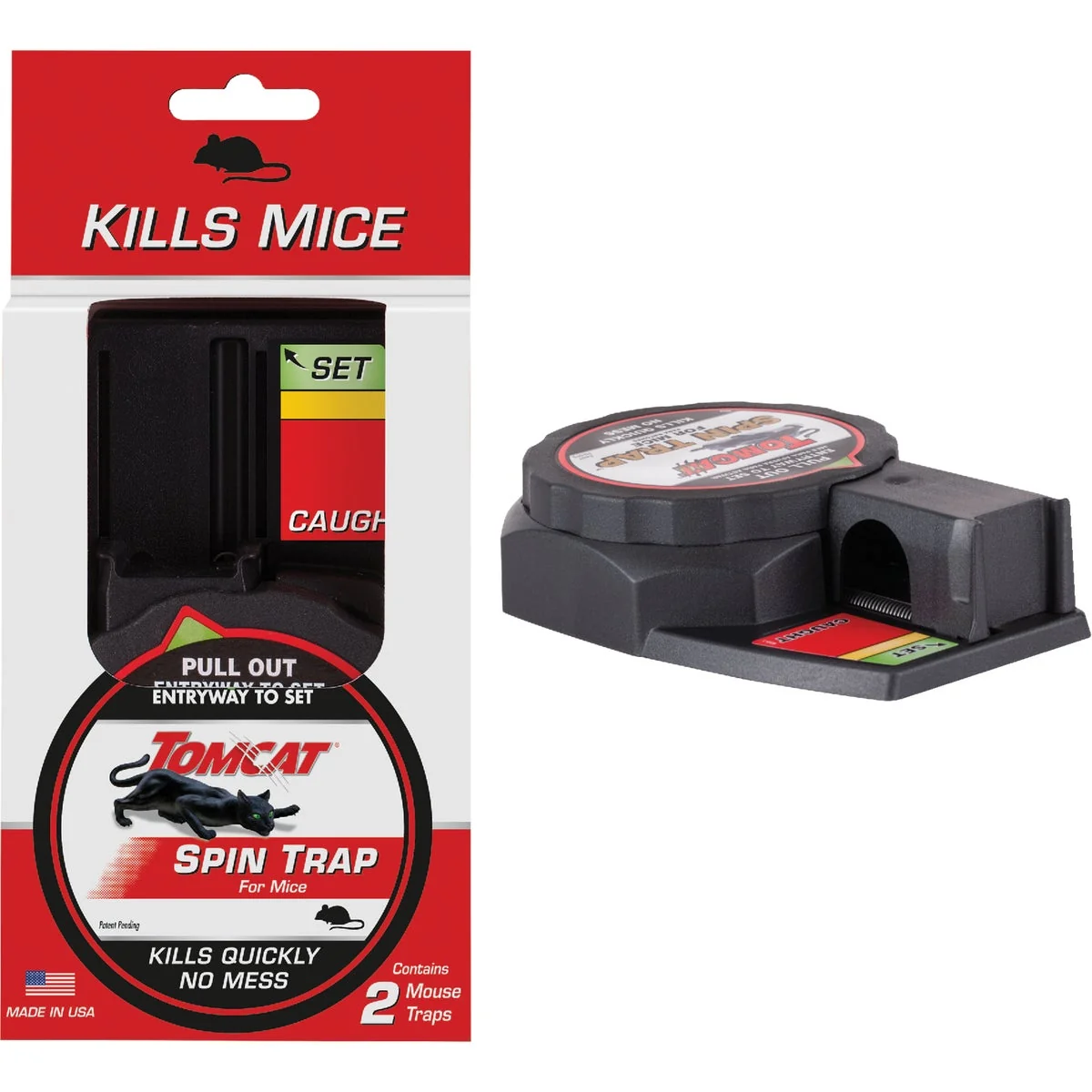 Powerful Tomcat Spin Trap Mechanical Mouse Trap 2-Pack Natural