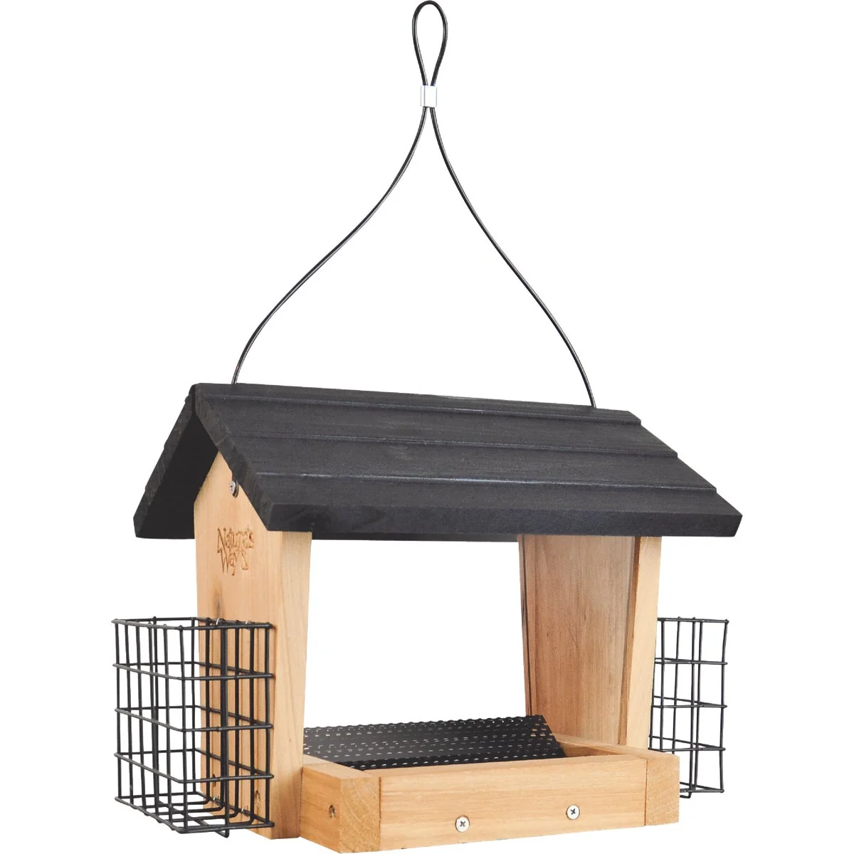 Selected Nature's Way 3 Qt. Natural Cedar Hopper Feeder with Suet Cages Exclusive