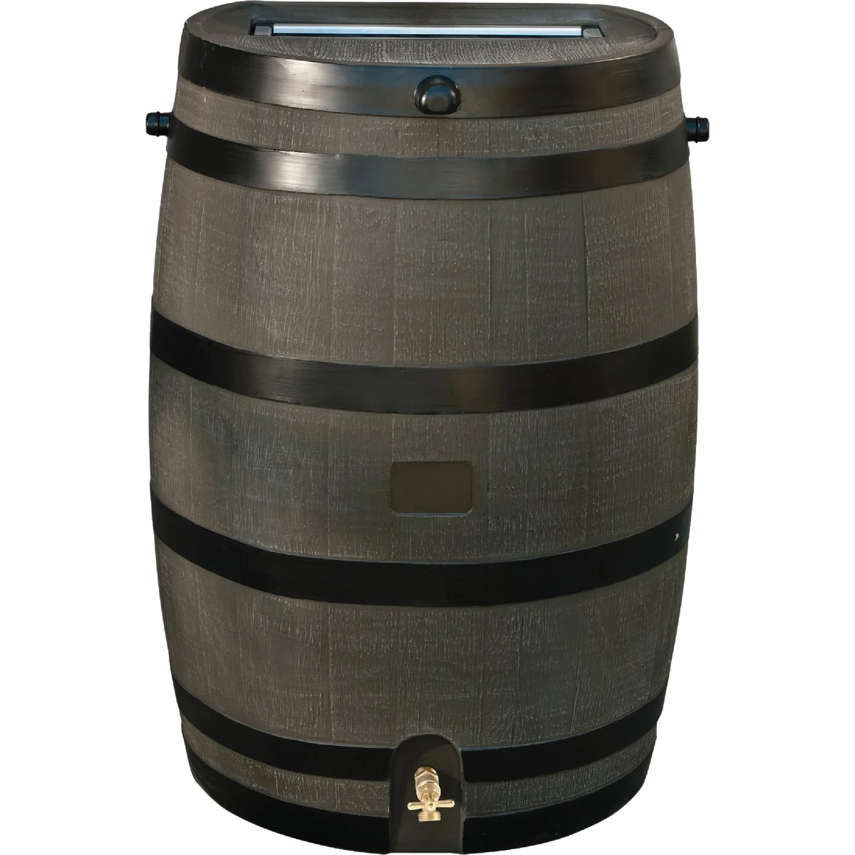 Lightweight RTS Home Accents 50 Gal. Brown Woodgrain Polyethylene Rain Barrel Sophisticated