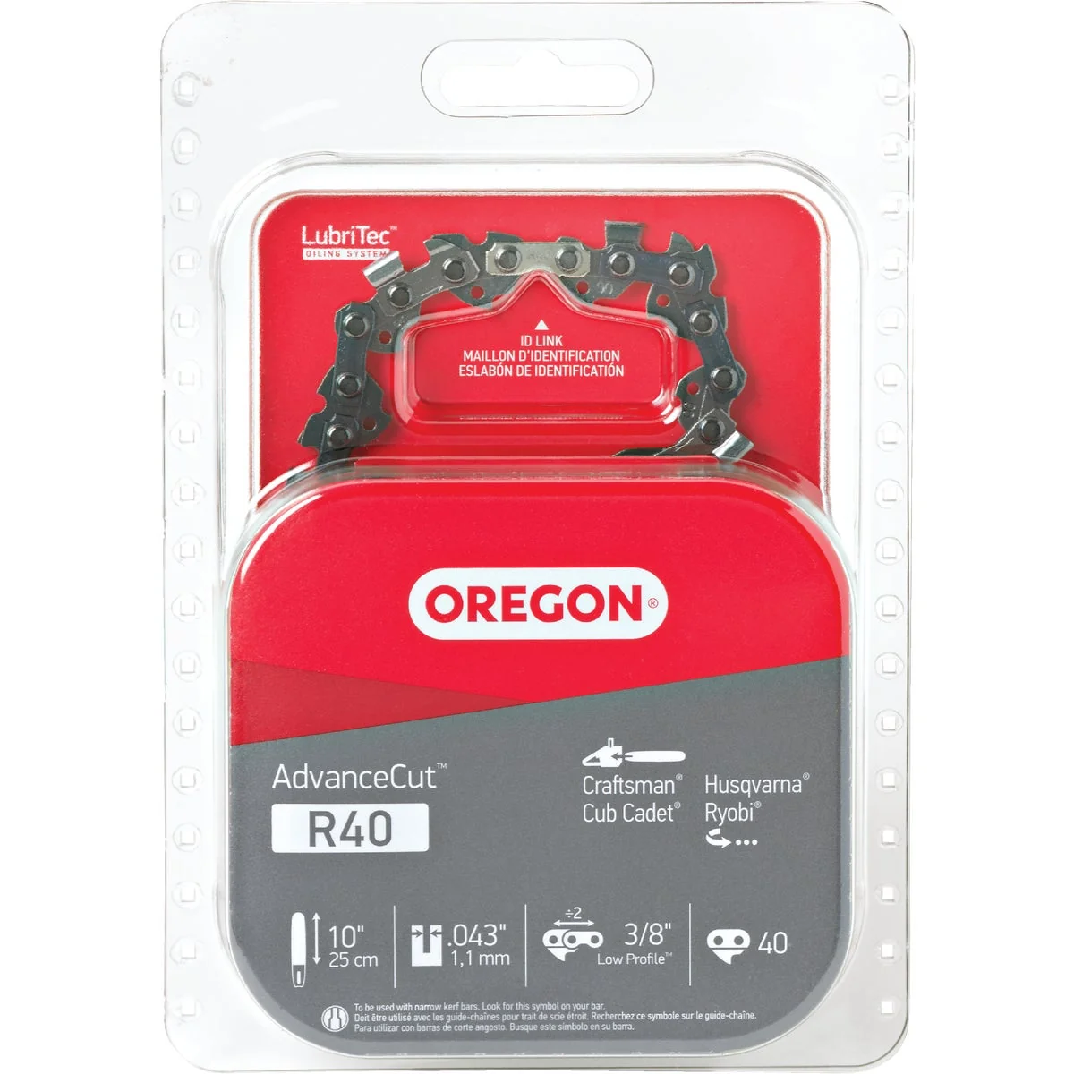 Powerful Oregon AdvanceCut LubriTec R40 10 In. 3 8 In. Low Profile 40 Link Chainsaw Chain Eco-Friendly