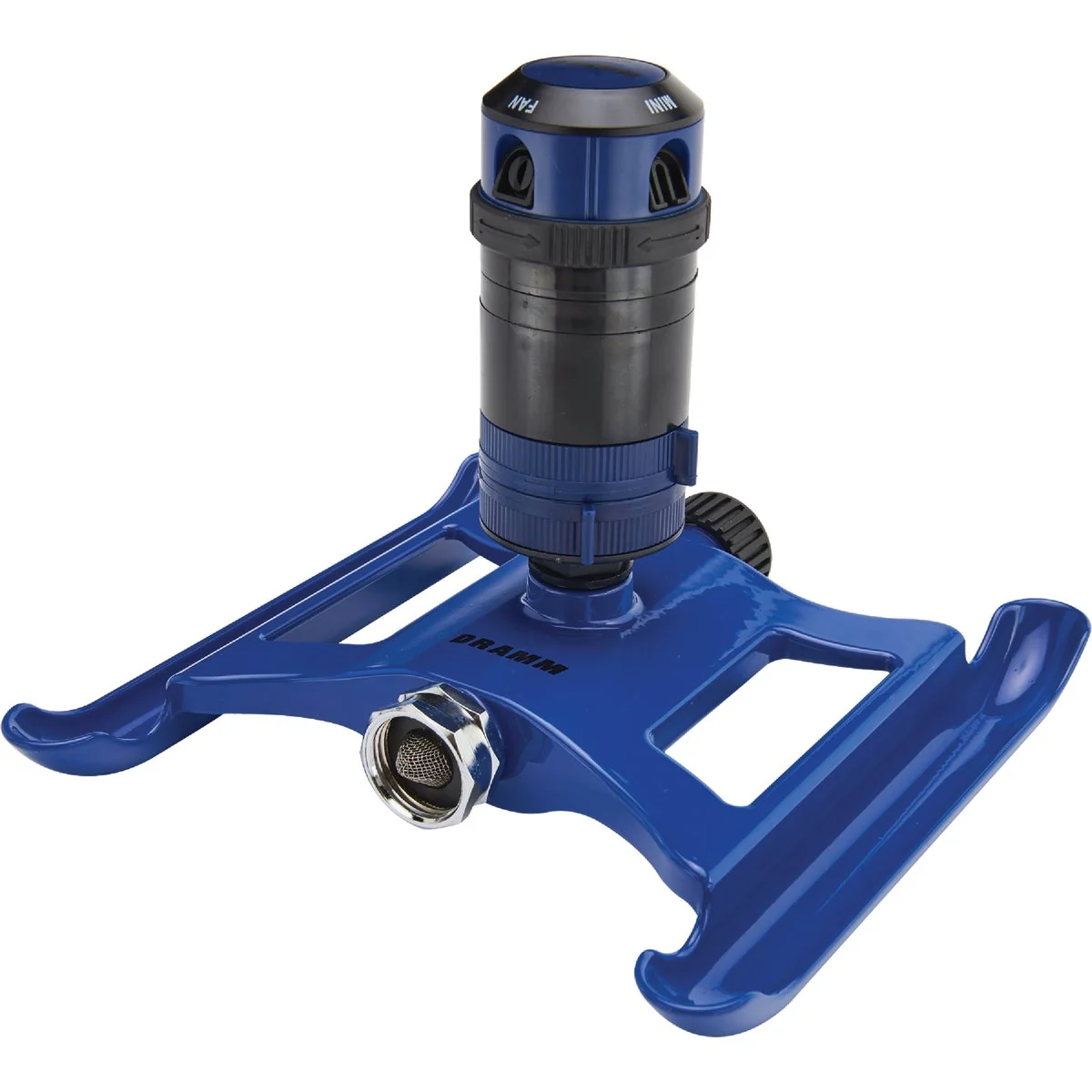 Powerful Dramm Metal Adjustable Blue Gear Drive Sprinkler Minimalist