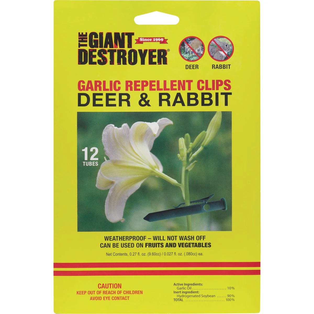 Certified The Giant Destroyer All Natural Garlic Deer Rabbit Repellent Clips 12-Pack Soft
