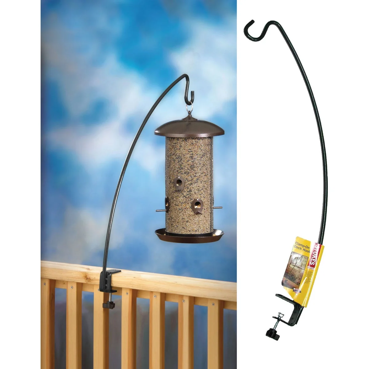 Trusted Stokes Select 33 In. Black Deck Clamp Bird Feeder Hook Luxury