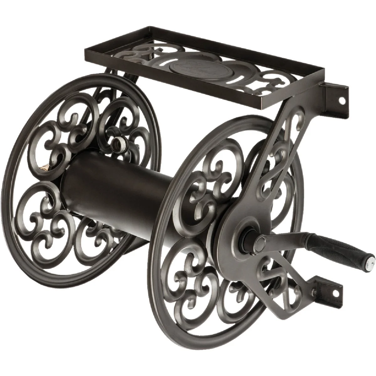 Premium Liberty Garden 125 Ft. x 5 8 In. Bronze Steel Hose Reel Safe