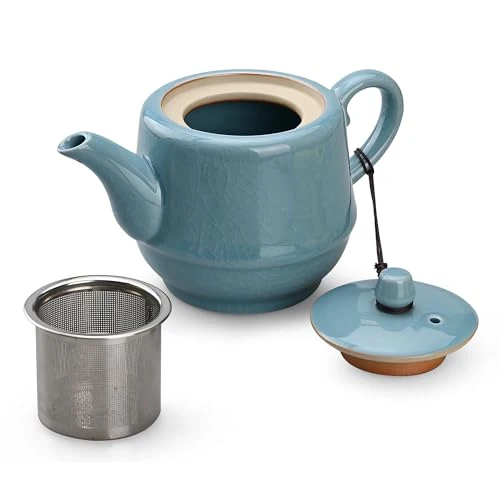 Elite Ceramic Teapot with Infuser for Tea Coffee Milk as Gift Sky Blue Top-Quality