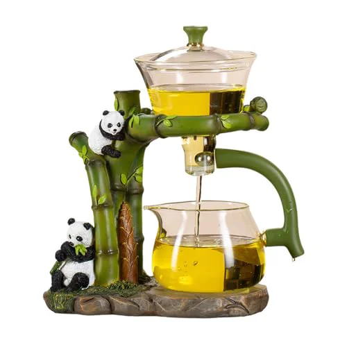 High-Quality Lazy Kungfu Glass Tea Set Semi Automatic Drip Rotating with Infuser Glass Teapot Long-Lasting