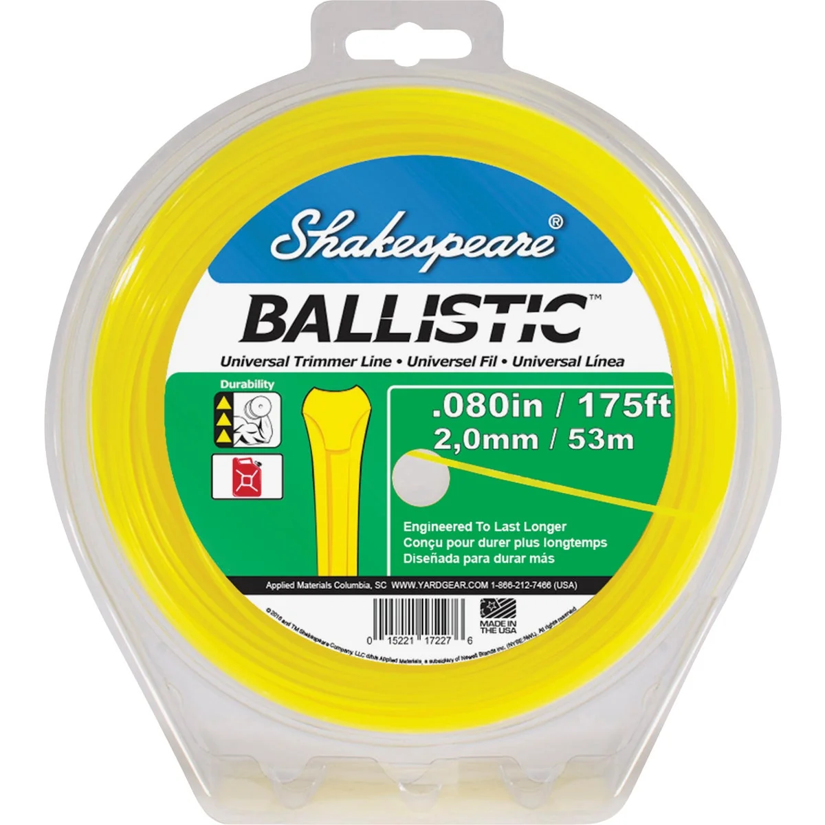 Expertly Made Shakespeare Ballistic 0.080 In.x 210 Ft. Universal Trimmer Line Long-Lasting