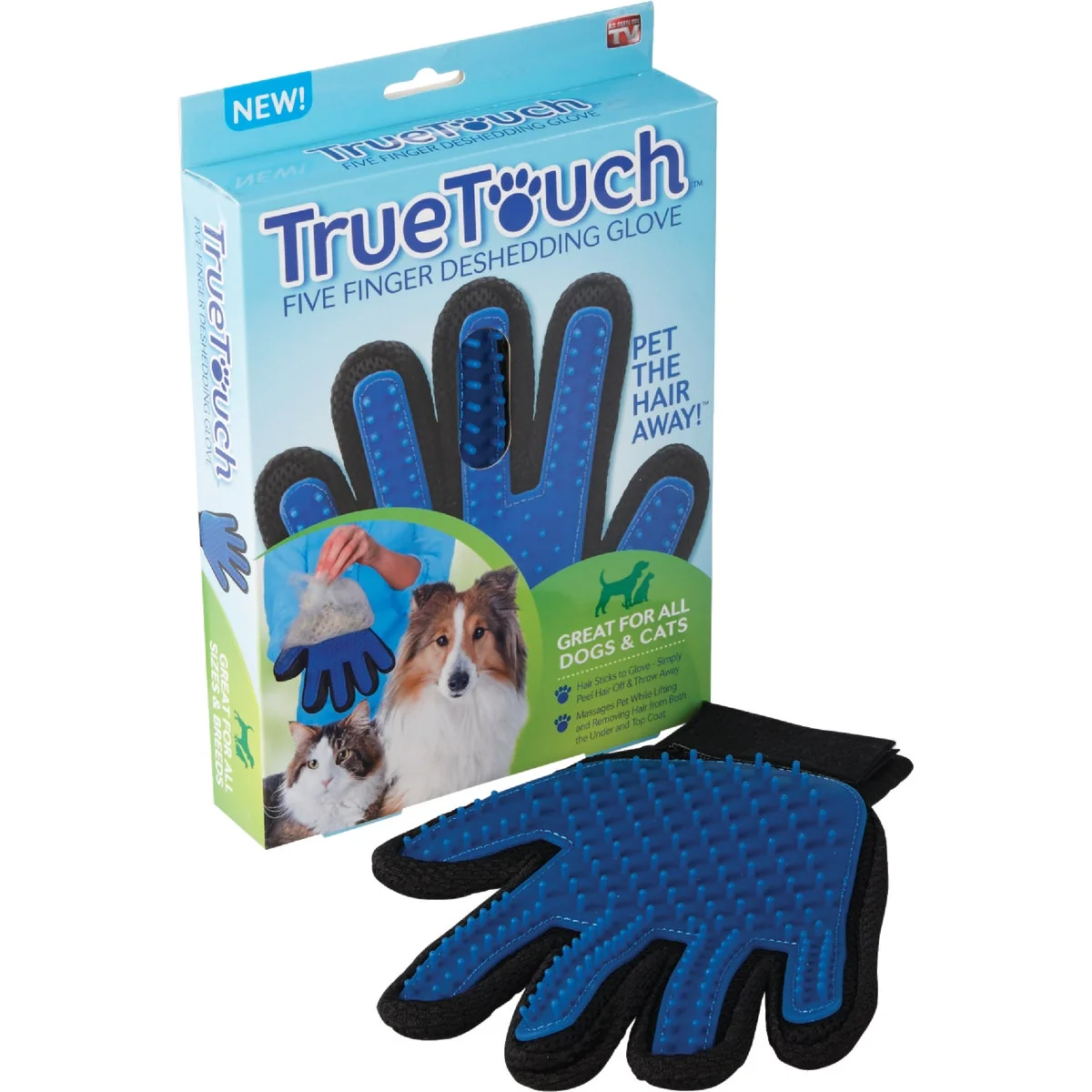 Official True Touch Silicone Tip Five Finger Deshedding Pet Glove Comfortable