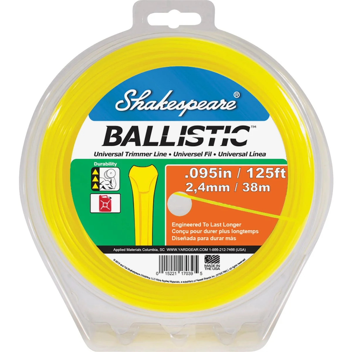 Carefully Designed Shakespeare Ballistic 0.095 In.x 150 Ft. Universal Trimmer Line Green