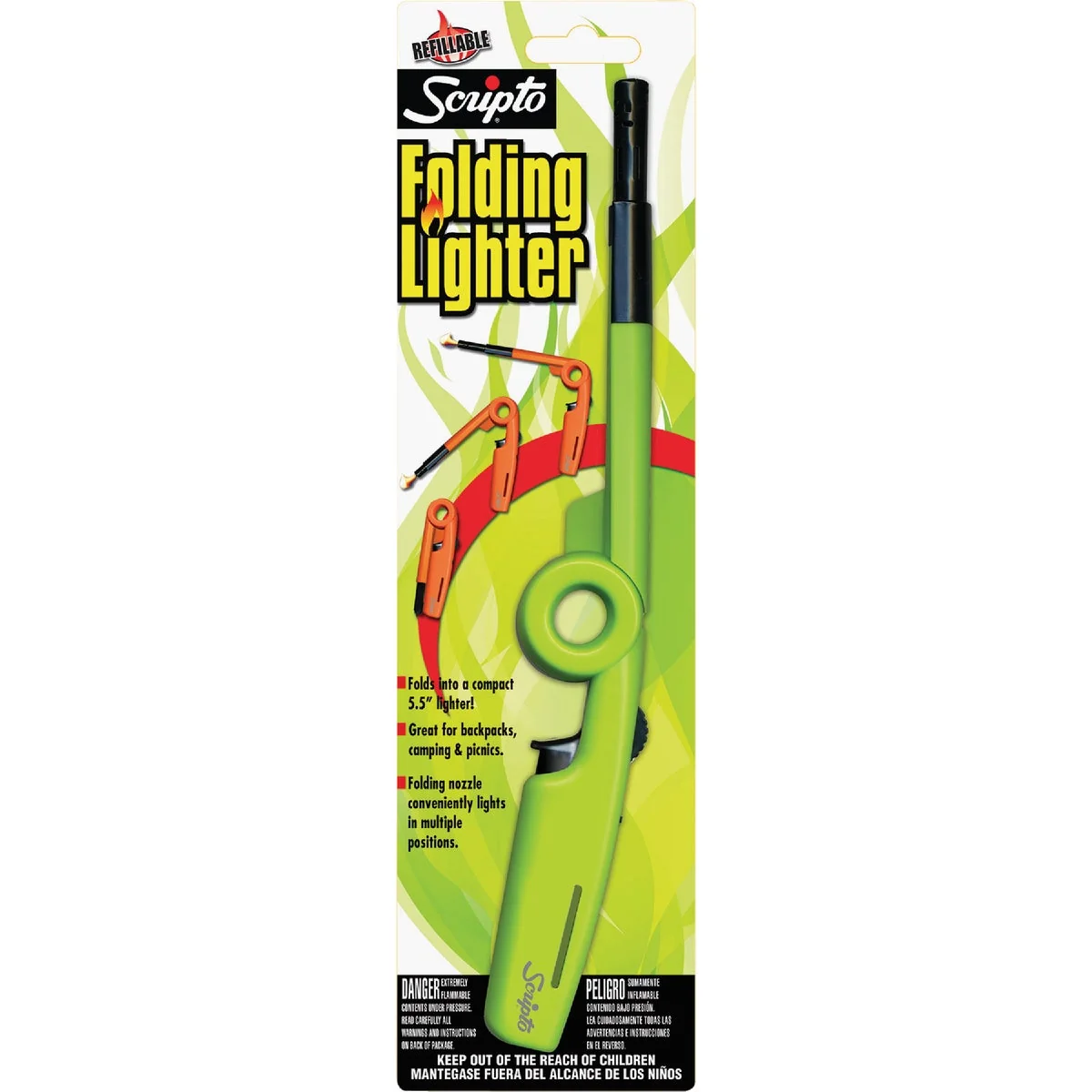 Unique Scripto Refillable Folding Stem Utility Butane Lighter Dependable