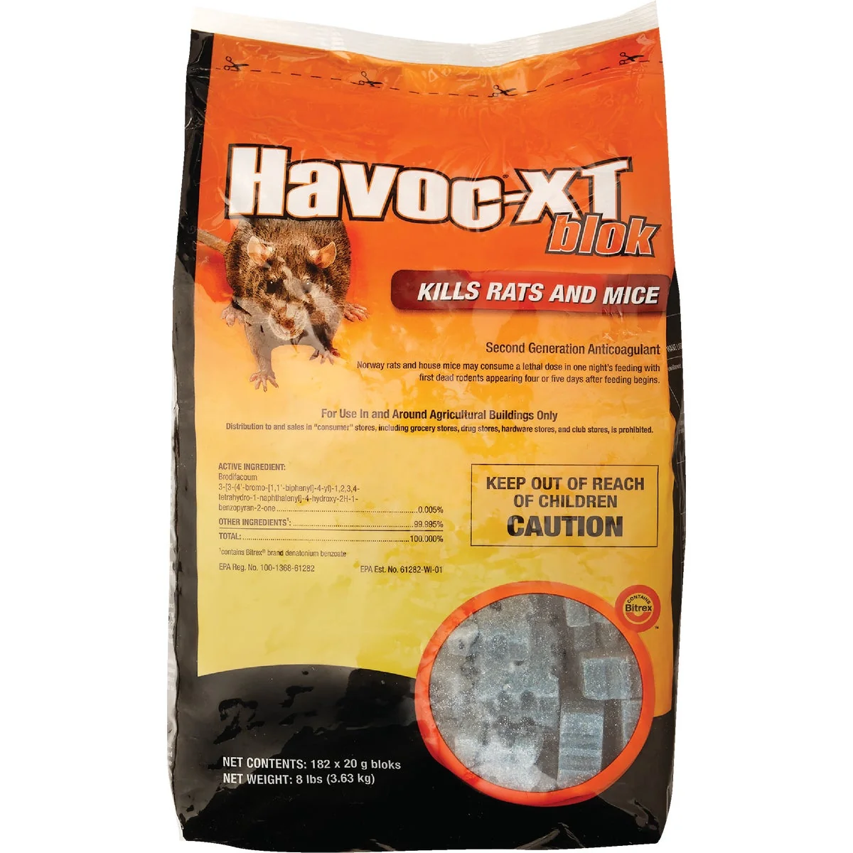 Recyclable Havoc XT Block Rat And Mouse Poison 8 Lb. Reusable