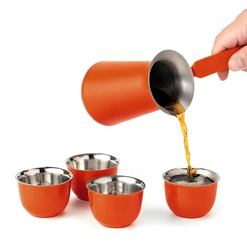 Natural Turkish Coffee Pot Set 5 Count Contemporary
