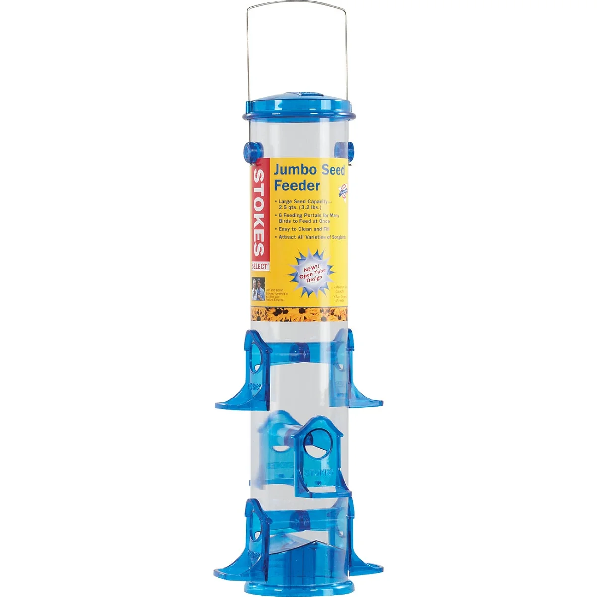 Effective Stokes Select Blue Plastic 3.2 Lb. Capacity Jumbo Tube Bird Feeder Recyclable