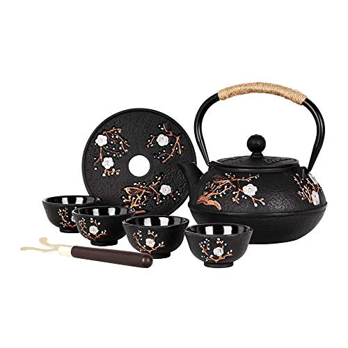 Specialty Japanese Style Cast Iron Teapot with Infuser Trivet Tetsubin Kettle Smart