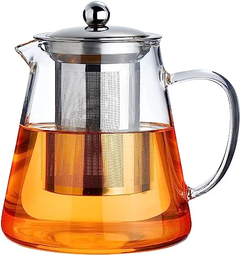 Green Glass Teapot Stovetop 32 OZ Minimalist