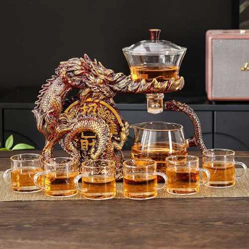 Elite Glass Teapot Set with Infuser Semi Automatic Dragon Tea Set with 6 Small Cups Outstanding