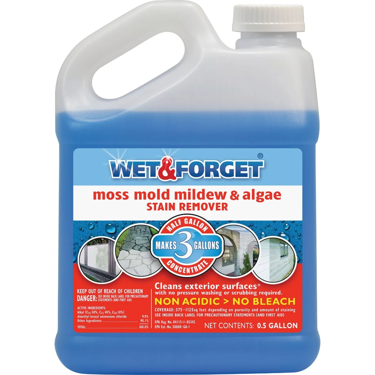 Safe Wet Forget 1 2 Gal. Liquid Concentrate Moss Mold Mildew Algae Stain Remover Top-Quality