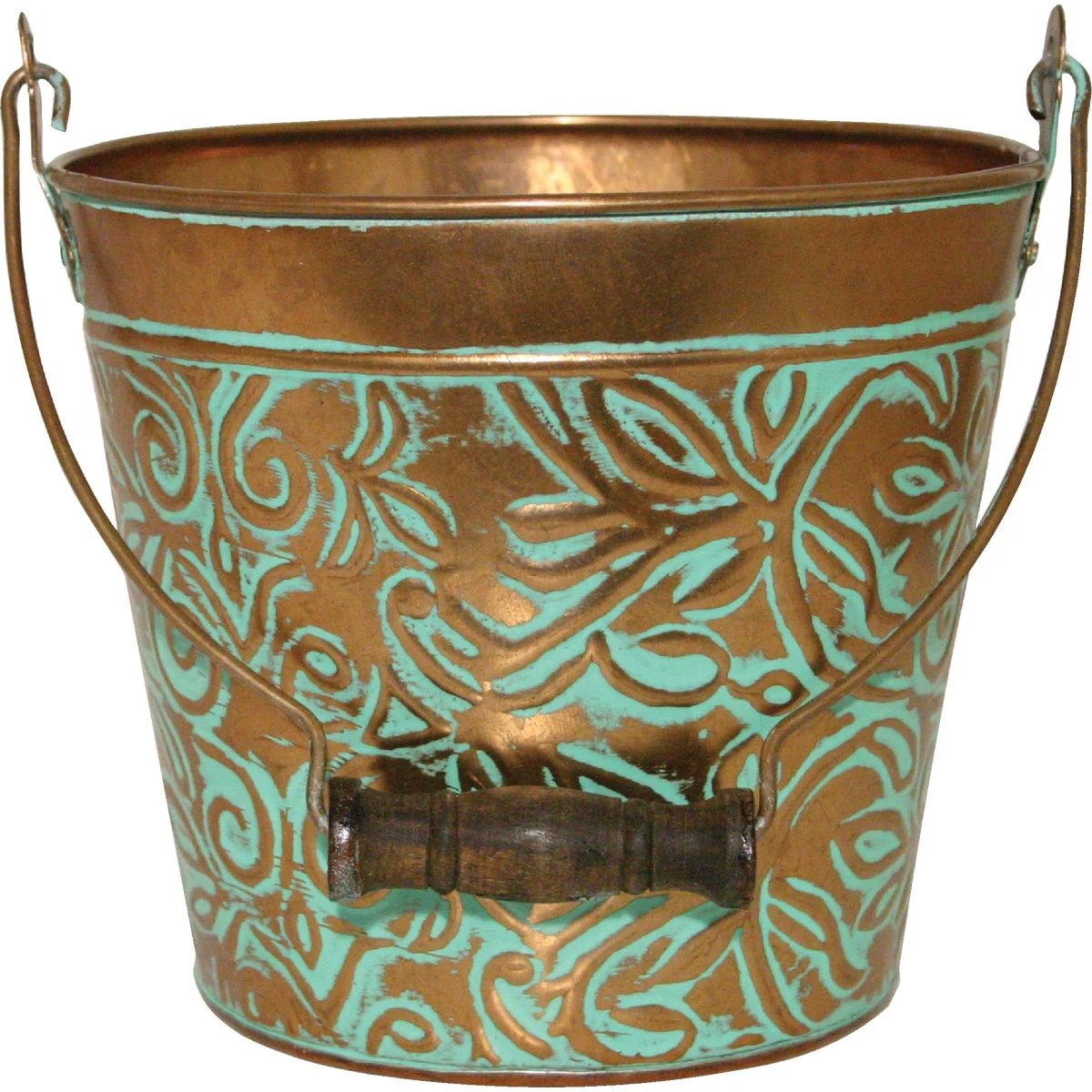 Comfortable Robert Allen Vintage 8 In. Copper Floral Galvanized Metal Planter Soft