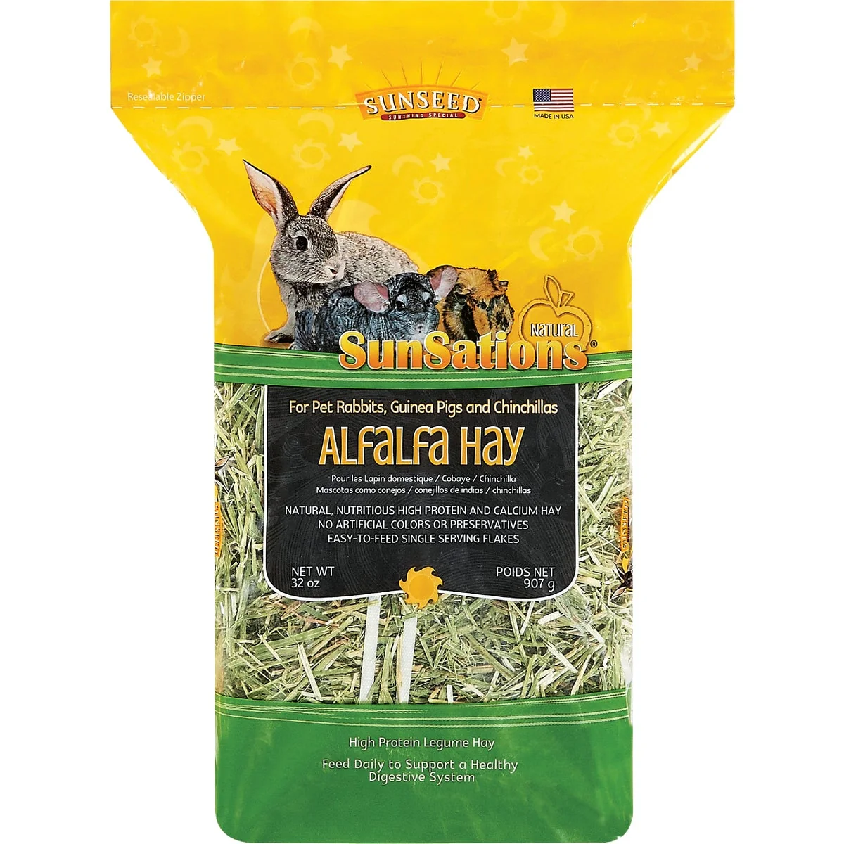 Safe Sunseed SunSations 32 Oz. Alfalfa Hay Chinchilla Guinea Pig Pet Rabbit Food Elegant