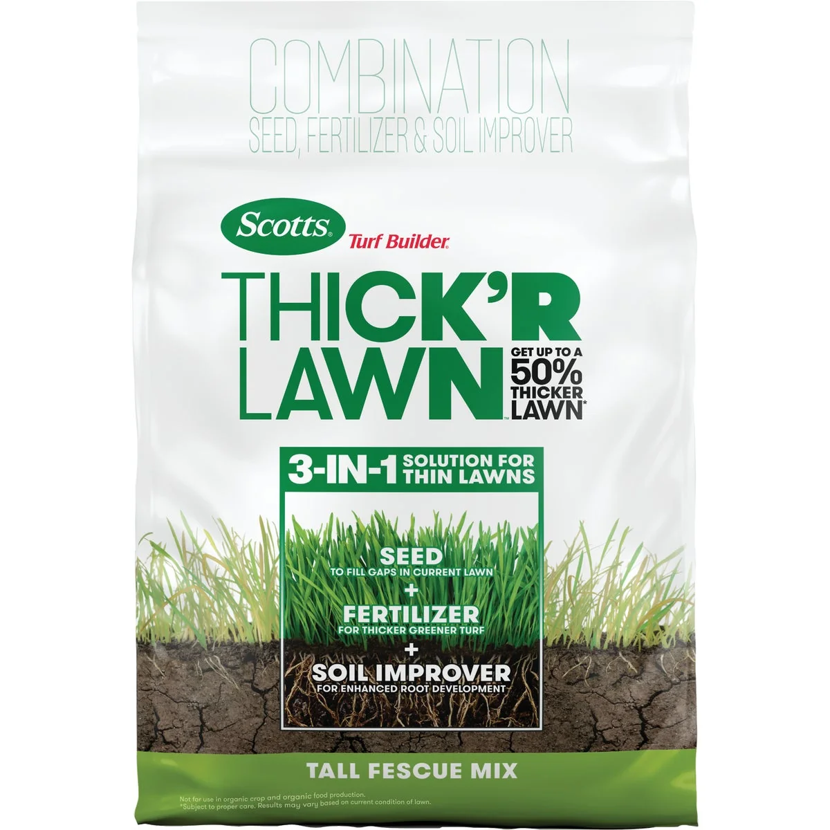 Fine Scotts Turf Builder ThickR Lawn 40 Lb. 4000 Sq. Ft. Coverage Combination Tall Fescue Mix Grass Seed Fertilizer Soil Improver Flexible