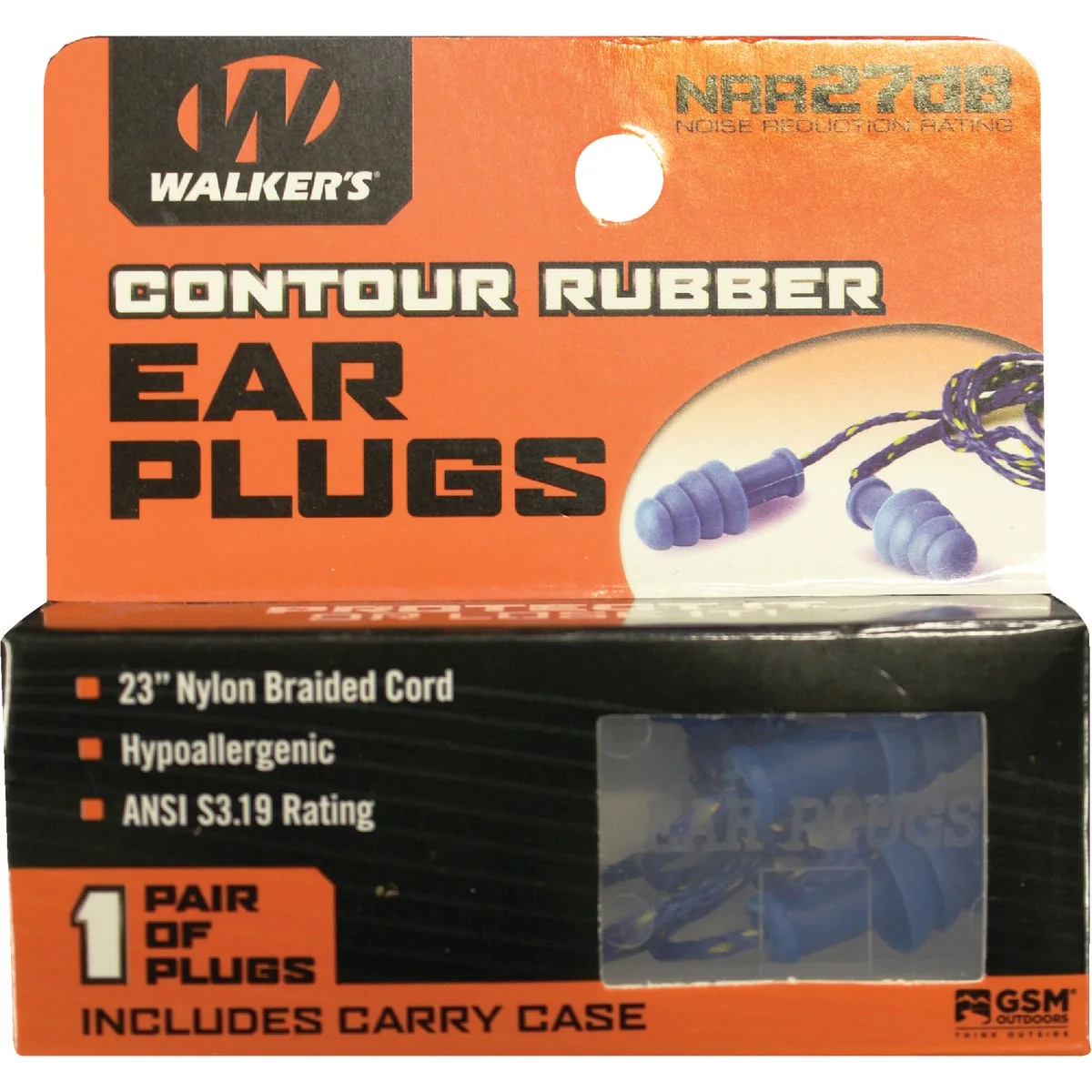 Natural Walker's Contour Rubber Corded Blue Ear Plugs Artisan