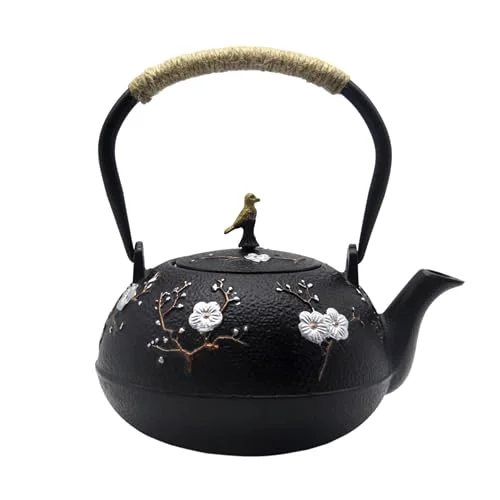 Outstanding 40.6oz Cast Iron Teapot for Stovetop Breathable