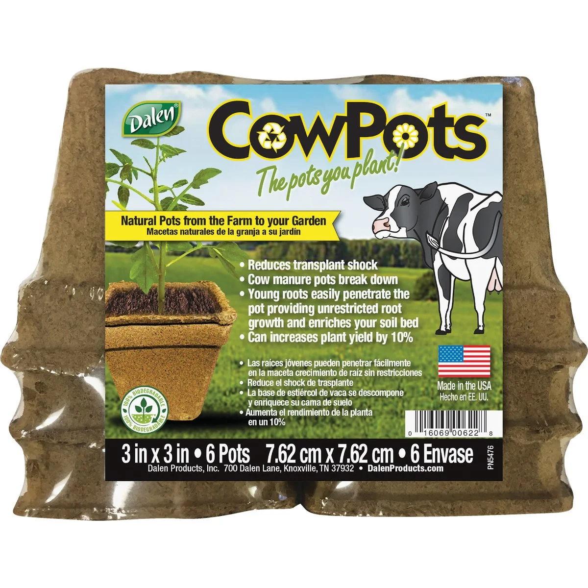 Dependable Dalen CowPots 3 In. W. x 3 In. L. Square Cow Manure Grow Pot 6-Pack Casual