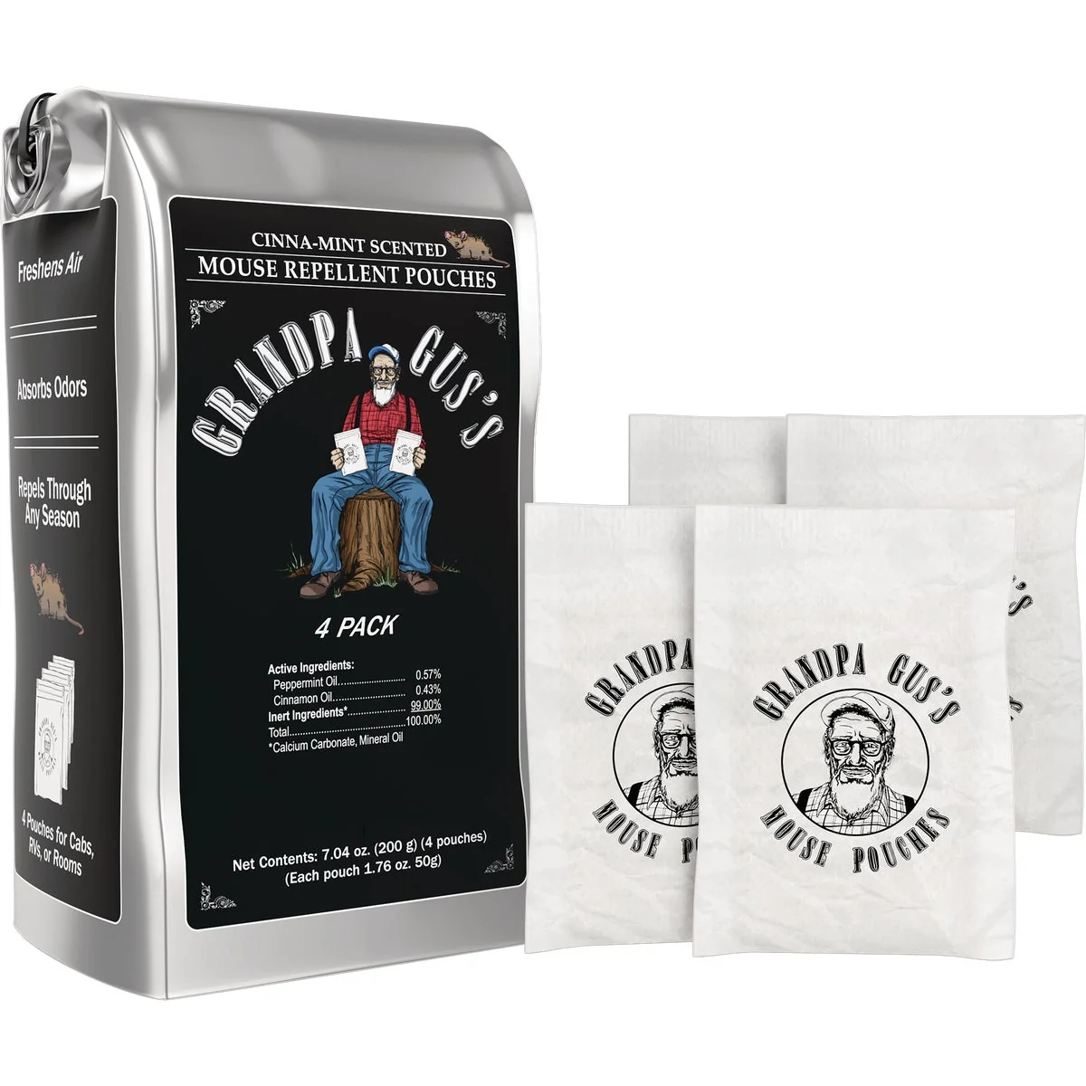 Refined Grandpa Gus's Granular All Natural Mouse Repellent Pouch 4-Pack Fashionable