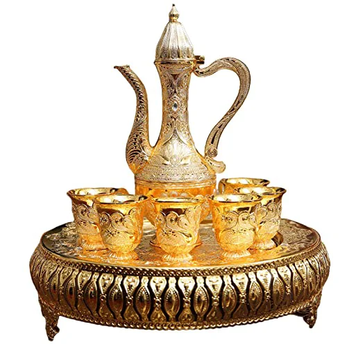 Refined Turkish Tea Coffee Cup and Pot Set Including Teapot Soft
