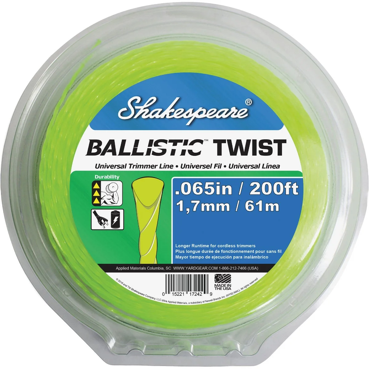 Organic Shakespeare 0.065 In. x 200 Ft. Ballistic Twist Universal Trimmer Line Functional
