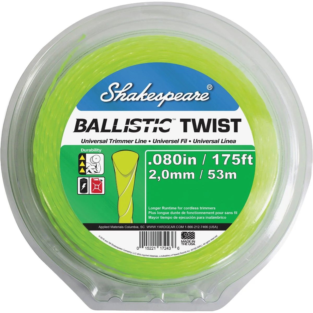 Exceptional Shakespeare 0.80 In. x 175 Ft. Ballistic Twist Universal Trimmer Line Top-Quality