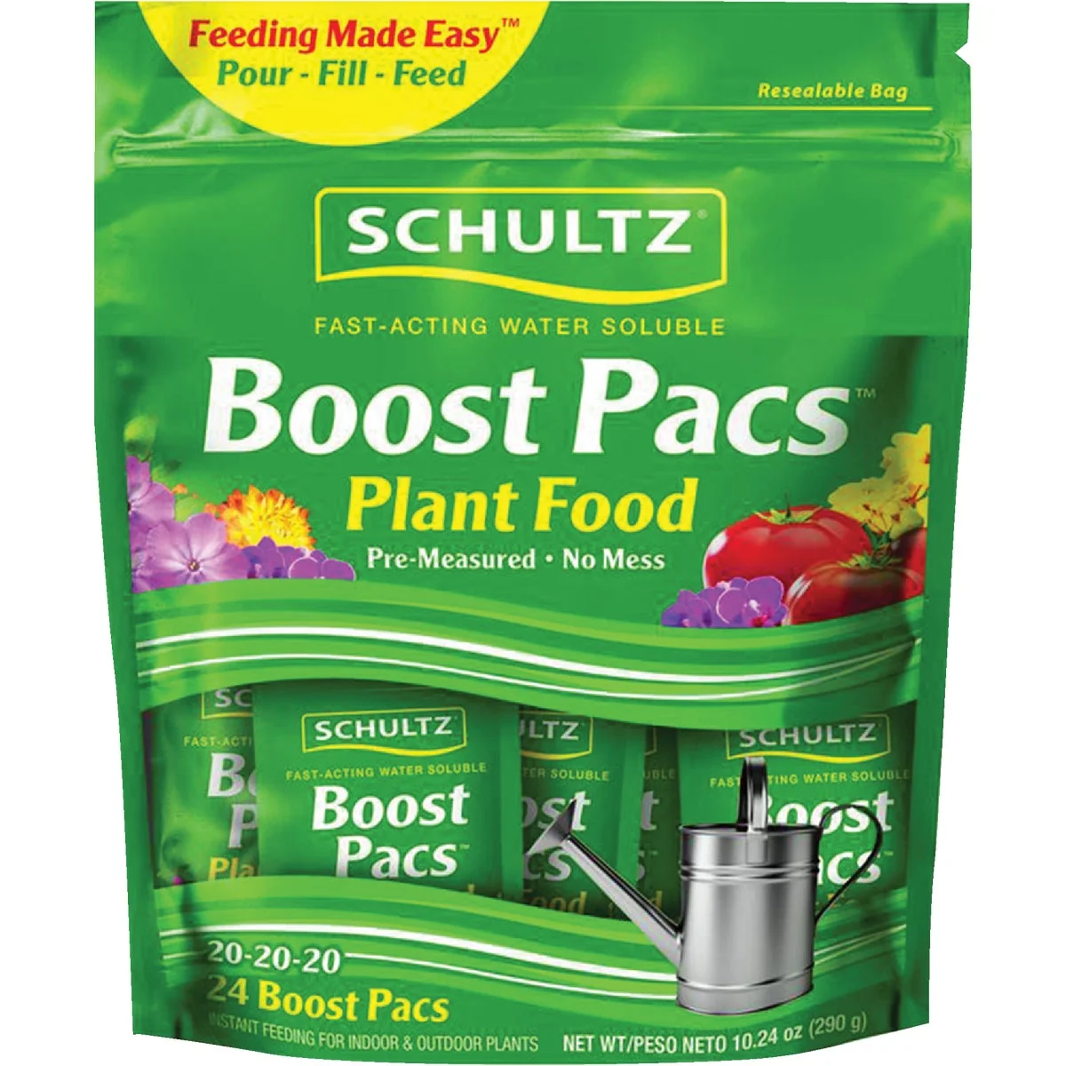 Reusable Schultz Boost Pacs 10.24 Oz. 20-20-20 Dry Plant Food 24-Pack Smooth