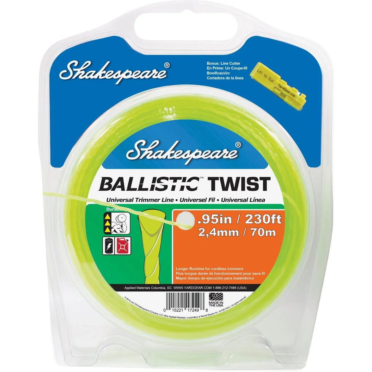 Dependable Shakespeare 0.095 In. x 230 Ft. Ballistic Twist Universal Trimmer Line Long-Lasting