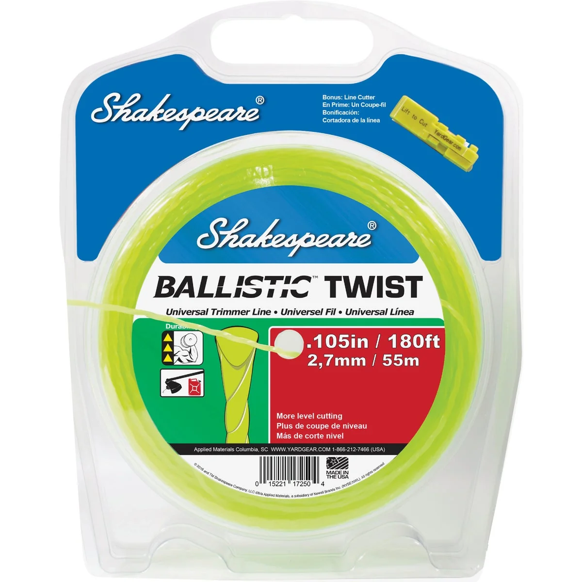 Smart Shakespeare 0.105 In. x 180 Ft. Ballistic Twist Universal Trimmer Line Breathable
