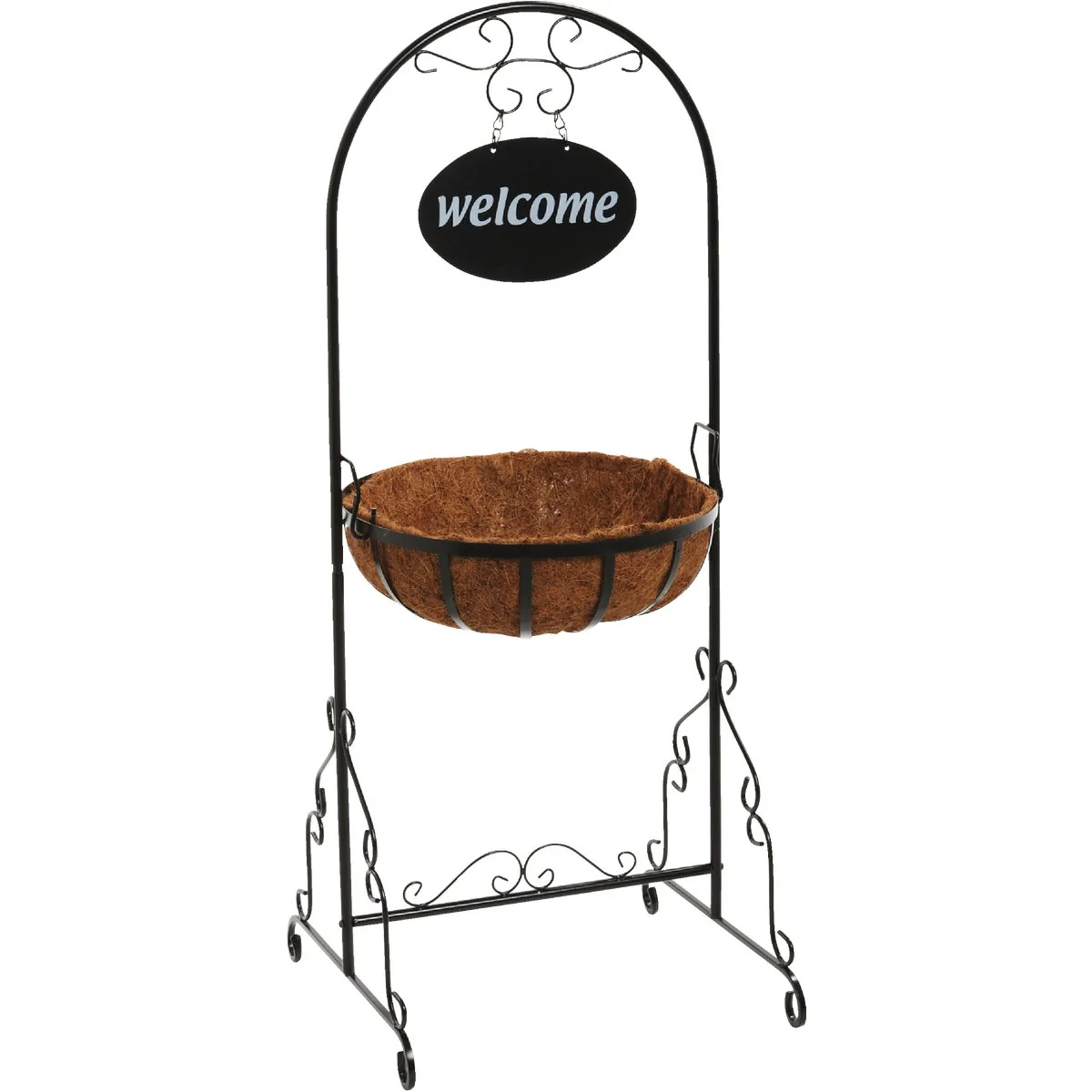 Versatile Garden Black Rust Resistant Steel 43 In. H. Welcome Plant Stand Functional