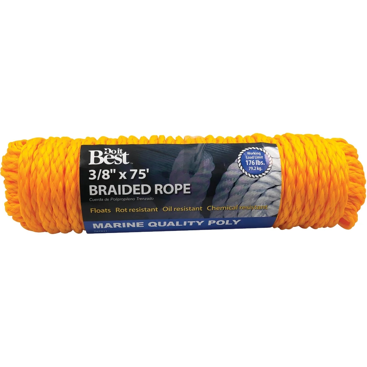 Fast Do it 3 8 In. x 75 Ft. Yellow Braided Polypropylene Packaged Rope Top-Quality