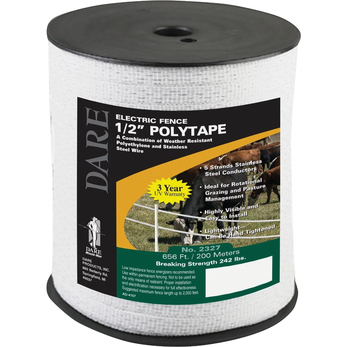 Next-Generation Dare 1 2 In. x 656 Ft. Polyethylene Electric Fence Poly Tape First-Class