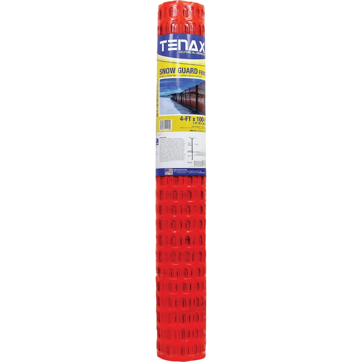 Tenax Sno-Guard 4 Ft. H. x 100 Ft. L. Polyethylene Snow Safety Fence Orange Healthy