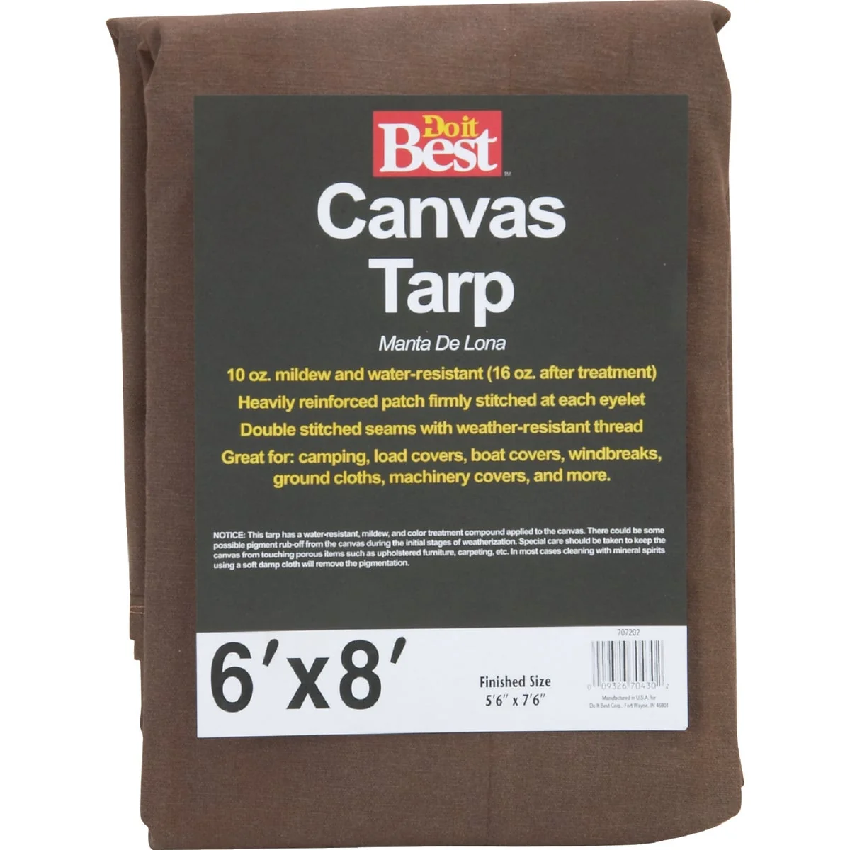 Casual Do it 10 Oz. 6 Ft. x 8 Ft. Canvas Tarp Quality