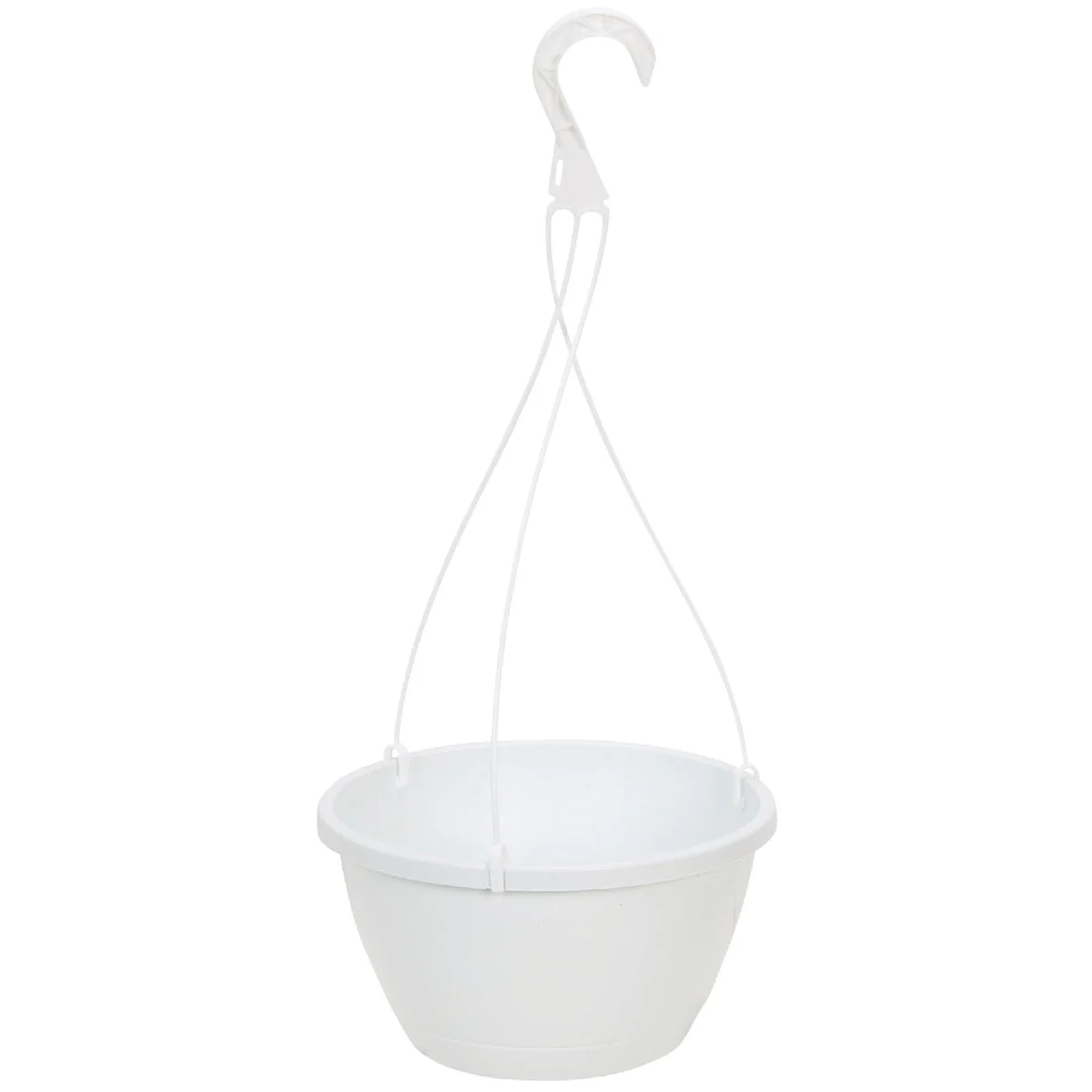 Reusable Myers 10 In. Polypropylene White Hanging Plant Basket Elegant