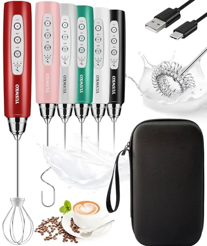 Efficient Red Rechargeable Milk Frother for Coffee Optimized