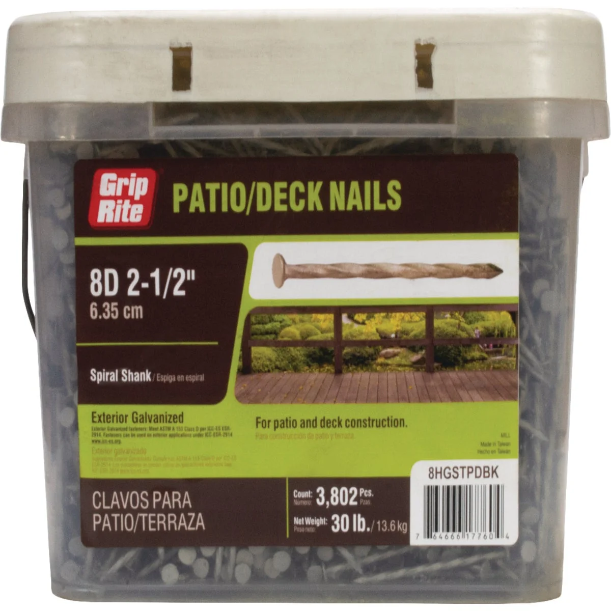 Refined Grip-Rite 8d x 2-1 2 In. 11 ga Hot Galvanized Siding and Deck Nails 3802 Ct 30 Lb. Pure