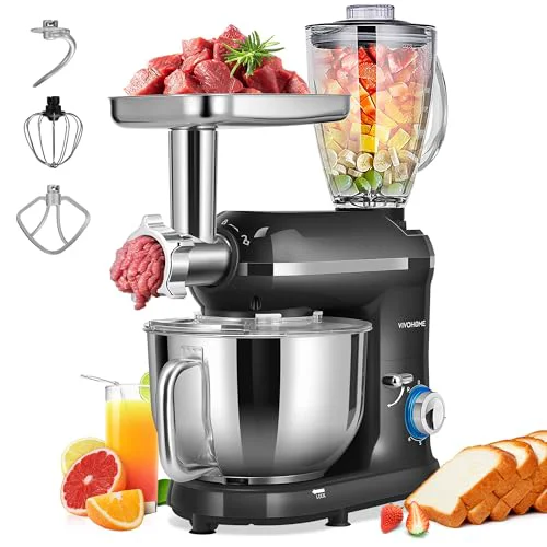 Smart 3-in-1 Stand Mixer 6-Quart Tilt-Head Mixer 10 Speeds Black Contemporary