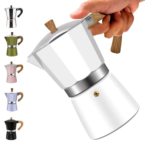 High-Performance 12 Cup Aluminum Moka Pot Classic Stovetop Espresso Coffee Maker 600ml 20oz Coffeemaker Percolator Mocha Express Preferred Cafe Makers for Italian and Cuban Café Brewing White Carefully Designed