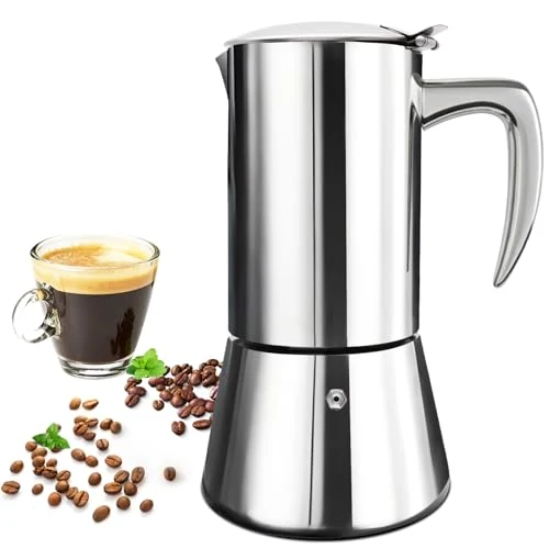 Verified 304 Thickened Stainless Steel Uncoated 2 Cup Moka Pot 100ml 3.3oz Effective