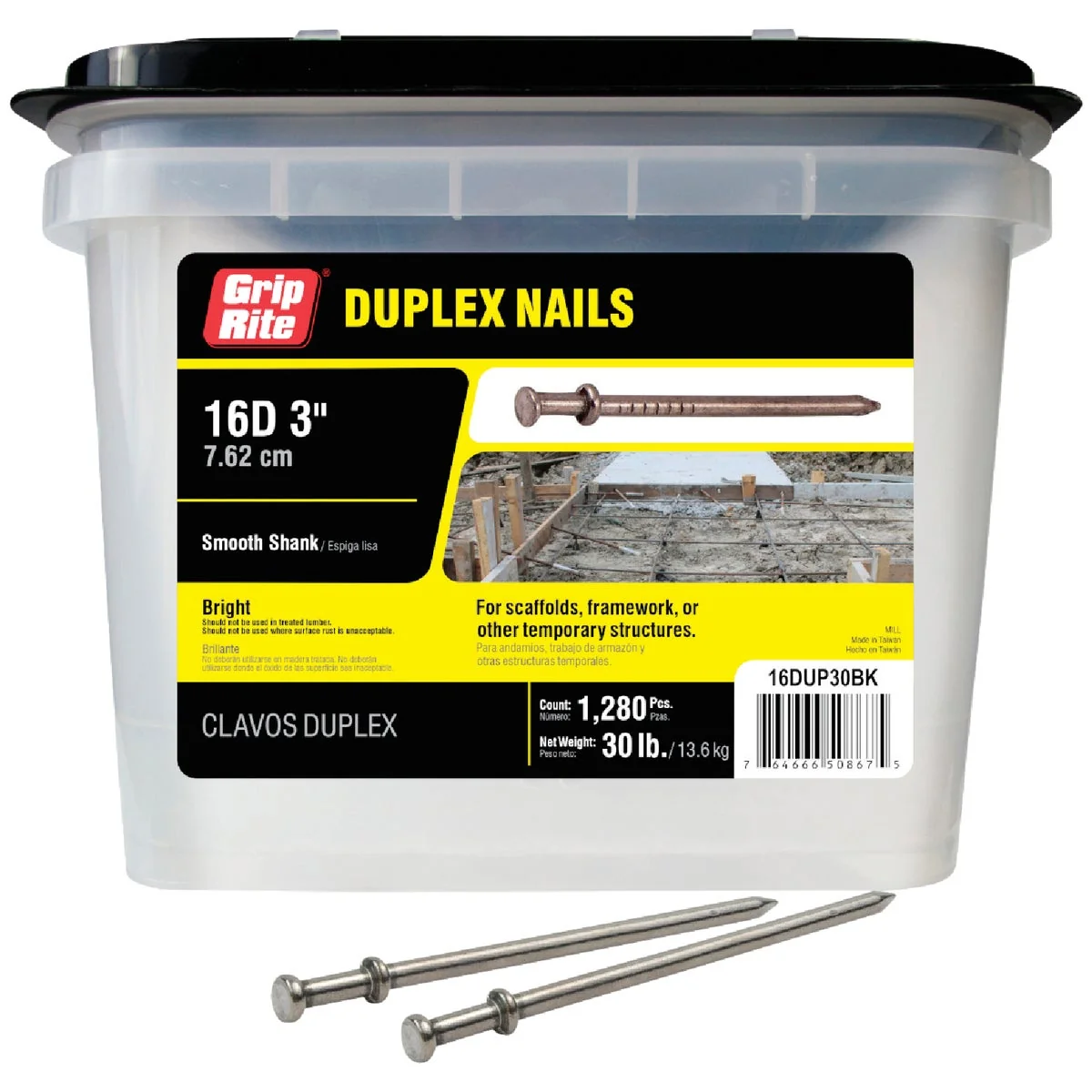 High-End Grip-Rite 16d x 3 In. Bright Duplex Framing Nails 1280 Ct. 30 Lb. Reliable